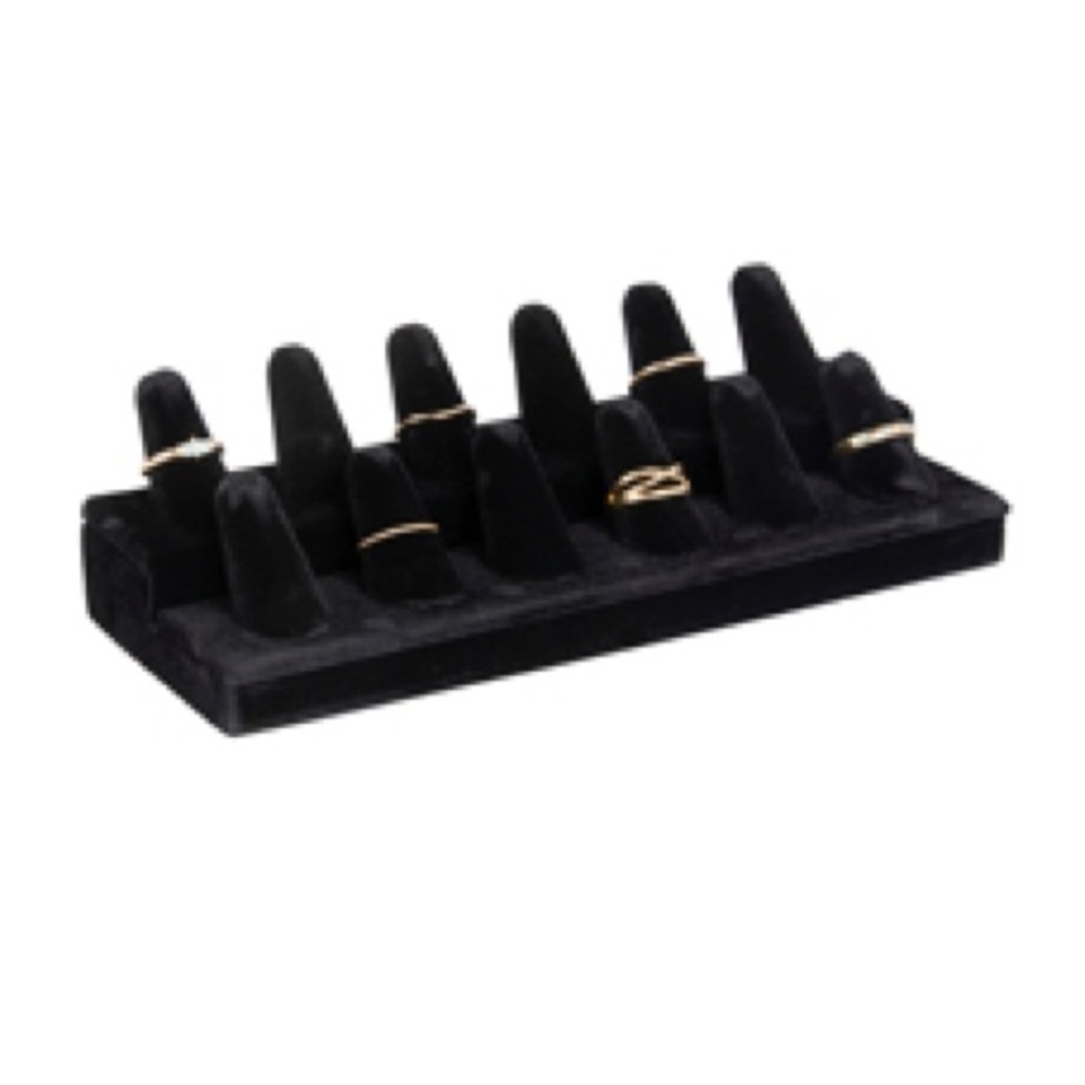 12-Finger Black Velvet Ring Display